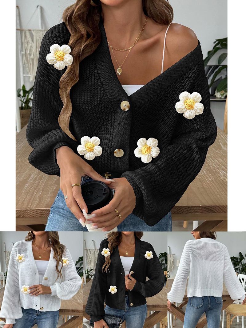 GraceChic GraceChic GraceChic Grenzüberschreitende Kleidung im europäischen und amerikanischen Stil Herbst Winter Handgehäkelter Patchwork-Strickpullover für Damen Kurz_voghion.com