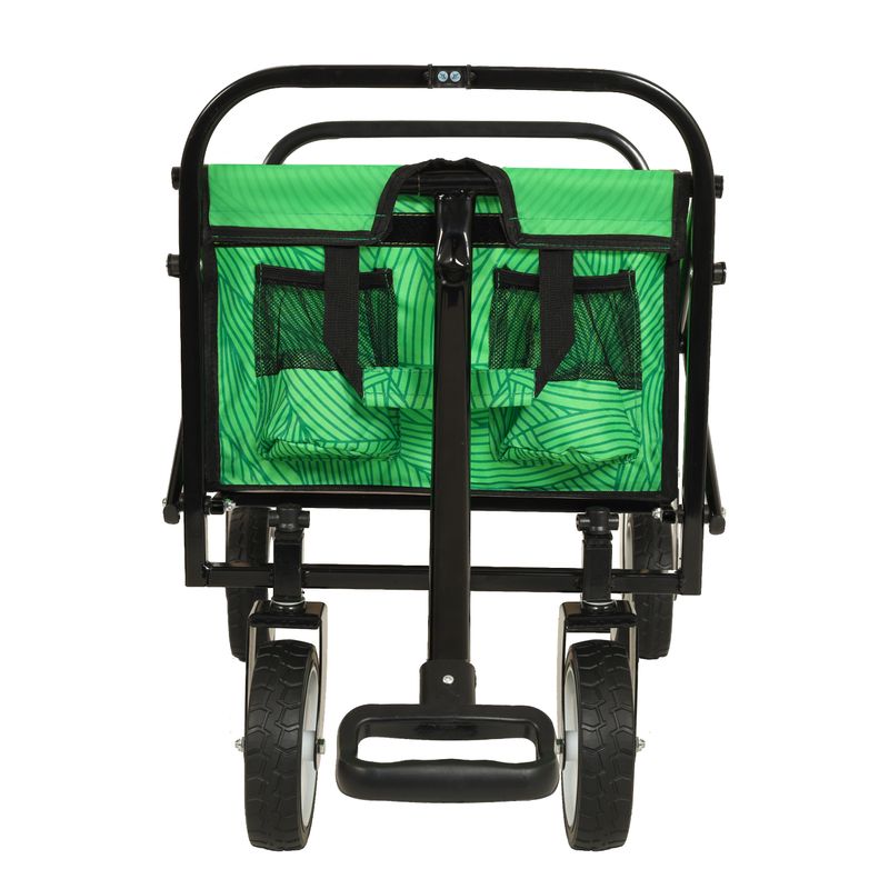 Minimeetall Colorful Collapsible Foldable Wagon Cart With Strapping System, Beach Wagon ,Utility Wagon Grocery Cart Camping Shopping Sports Gardeing Fishing Supports 225lbs,green Line_voghion.com