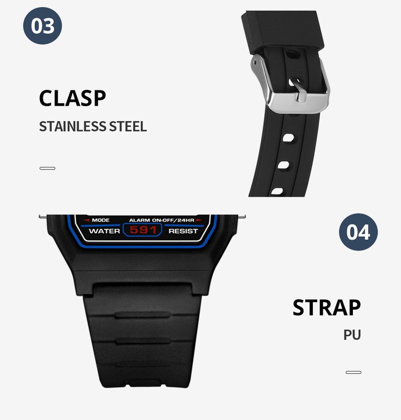 Retro Digital Sports Watch For Men And Women - Lightweight Square Design, 30M Waterproof, PU Strap, Multiple Color Options Small Square Spot_voghion.com