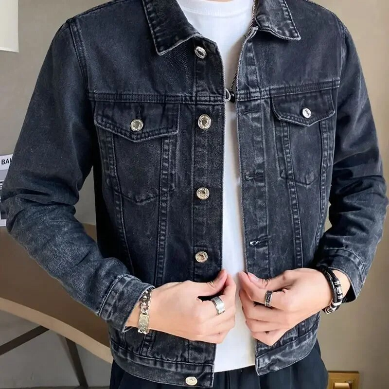 Jeansmantel für Herren Schwarz Herbst Jeansjacken Mann Hochwertige Winter 2023 Low Cost Joker Mode Große Größe Herrenmode Neu im Y2k_voghion.com