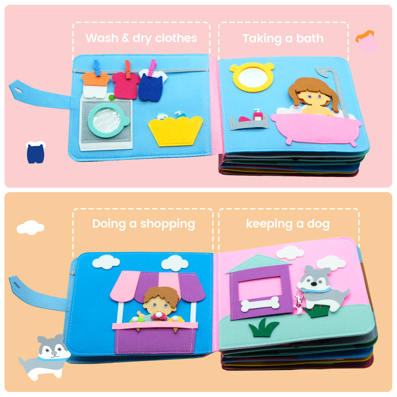 Μικρά Παιχνίδια Montessori Busy Board Αγρόκτημα Σκηνή ζώων Δραστηριότητα αφήγησης Παραμύθι Παιχνίδι Ήσυχο βιβλίο Δραστηριότητα τσόχα Εκπαιδευτικό Αισθητήριο παιχνίδι_voghion.com