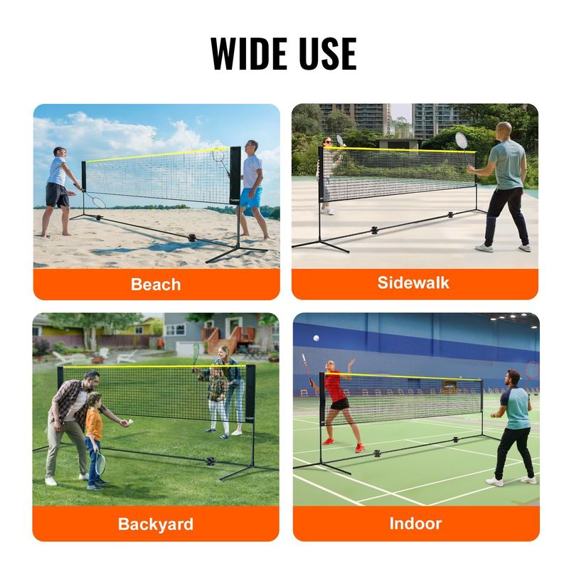 VEVOR Badminton Net, Height Adjustable Volleyball Net, 10ft Wide Foldable Pickleball Net, Portable Easy Setup Tennis Net Set With Poles, Stand And Carry Bag, For Kids Backyard Game Indoor Outdoor Use_voghion.com