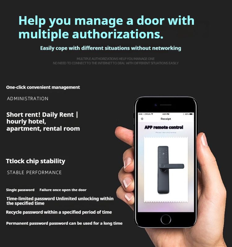 Appartement Hotel Kaart Slot App Afstandsbediening Intelligente Vingerafdruk Slot Houten Deur Bluetooth TTlock Vingerafdruk Slot_voghion.com