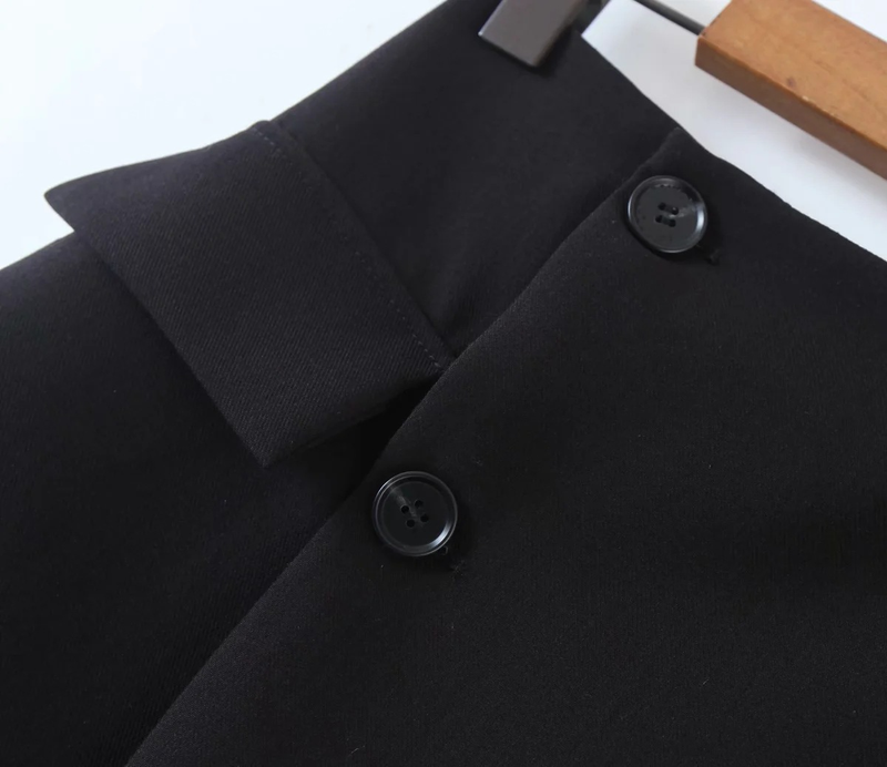 Dames 2021 Lente Nieuw Kort Pak Jasje Met Schuine Knopen + Hoge Taille Zak Rok_voghion.com