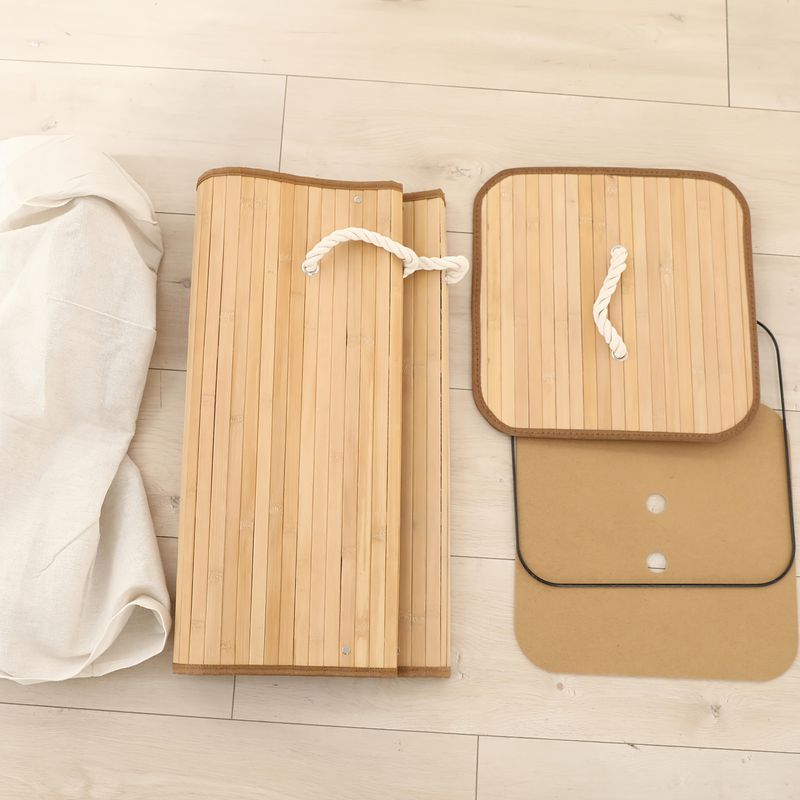 Cesto portaoggetti natalizio di grande capacità in bambù, staccabile e pieghevole, adatto per il bucato o per la camera da letto, con manici._voghion.com