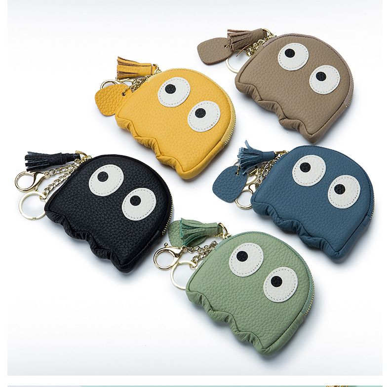 Niche design ins cute Japanese and Korean soft top layer cowhide coin purse mini cartoon leather small bag_voghion.com