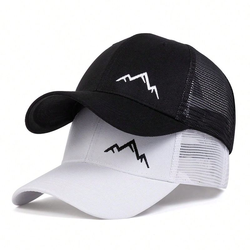 Gorras de red de béisbol con bordado de montaña unisex, sombreros informales ajustables para primavera y verano, sombrero con protección solar_voghion.com