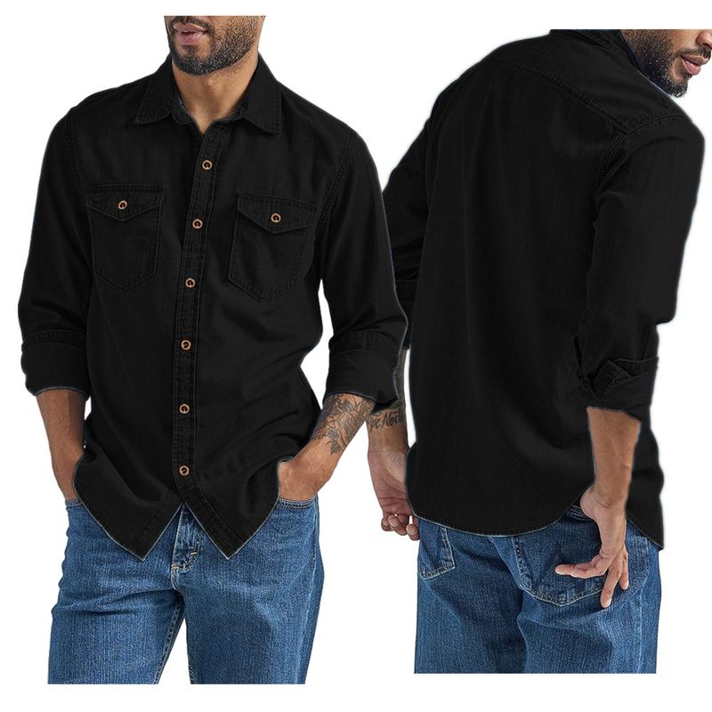 Herrenbekleidung Denim Herrenhemd Herren Frühling und Herbst Strickjacke_voghion.com