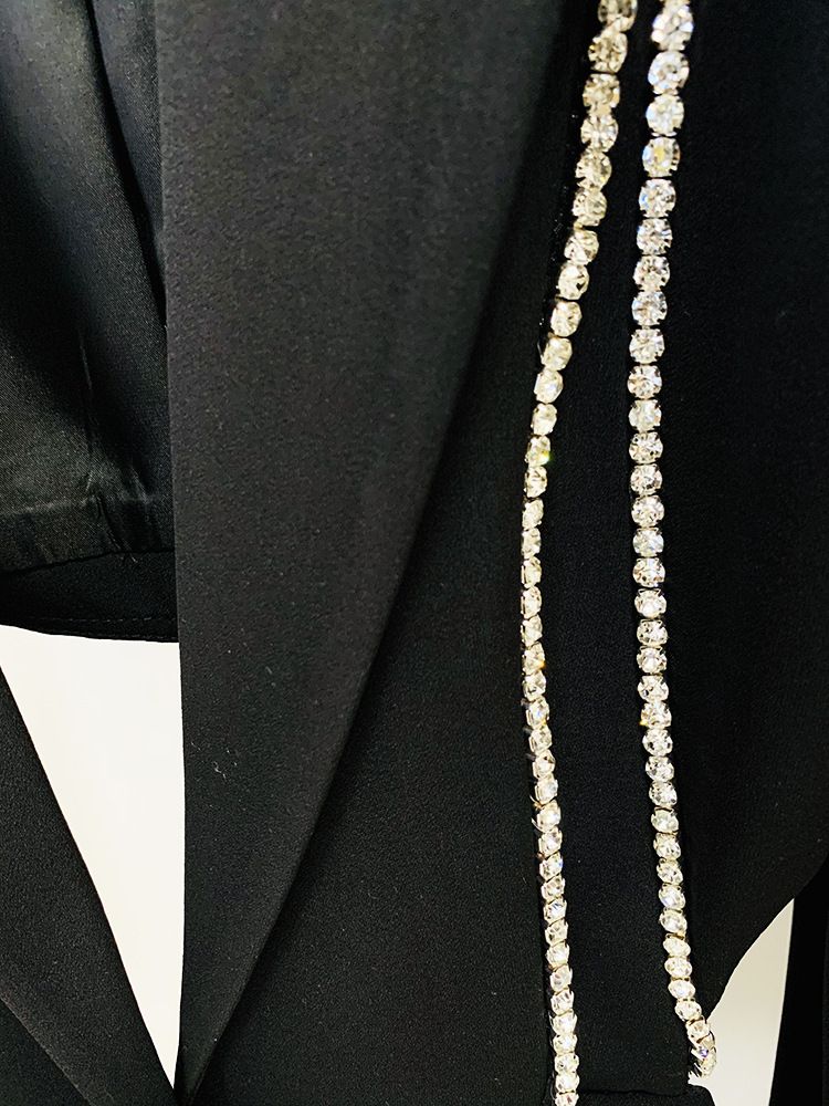 Vêtements pour femmes, mode, nouveau style, tempérament de célébrité, clou creux, diamant, costume, veste, pantalon, costume, costume deux pièces_voghion.com