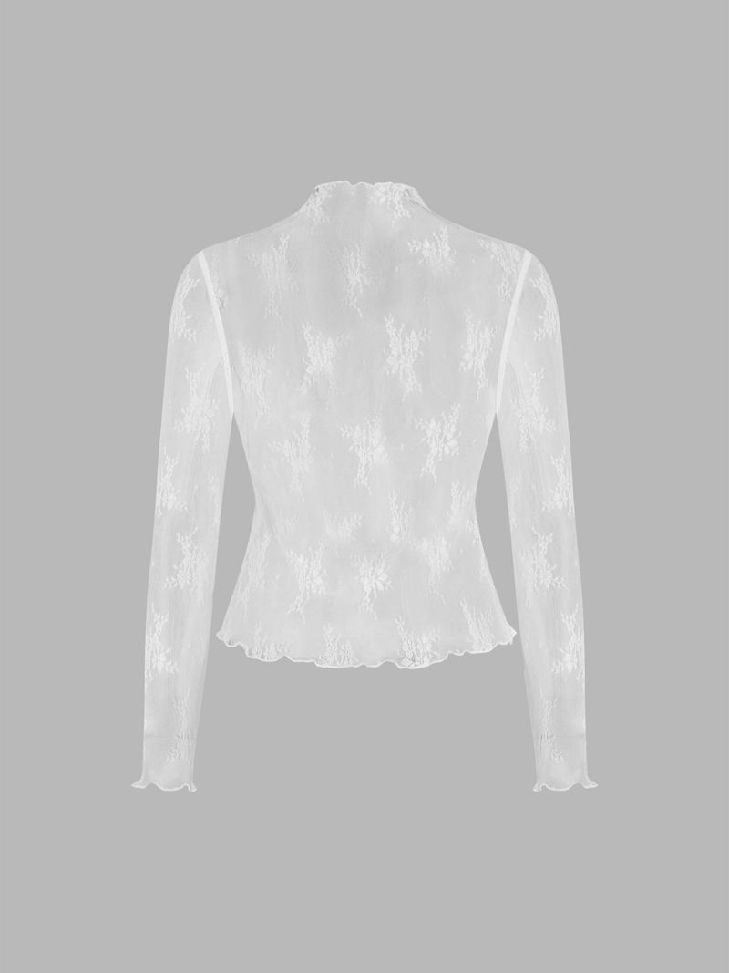 Women's Clothing Spring And Summer Lace Long Sleeves Suspenders Slim Jumpsuit V Neck Wide Leg Suit_voghion.com