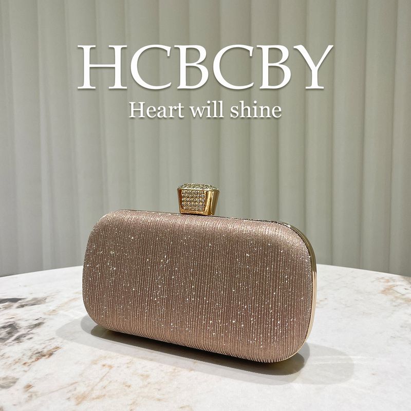 Borsa a mano piccola di lusso lucida color oro champagne, splendida borsa da sera da donna, elegante borsa da sera alla moda e di temperamento_voghion.com