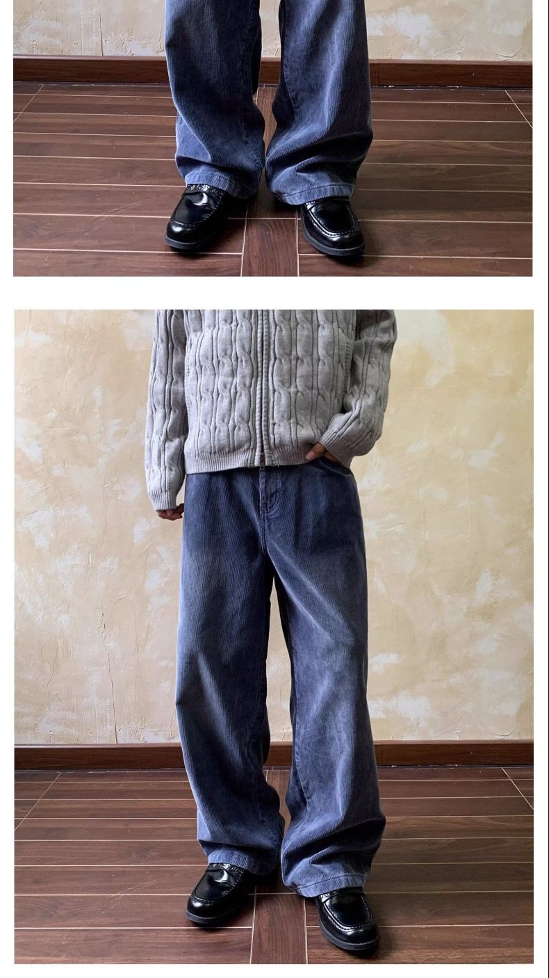Streetwear Corduroy Pants – 90s Vintage Washed Wide-Leg Trousers | Harajuku Oversized Fit With Anti-Fit Silhouette (S-3XL)_voghion.com