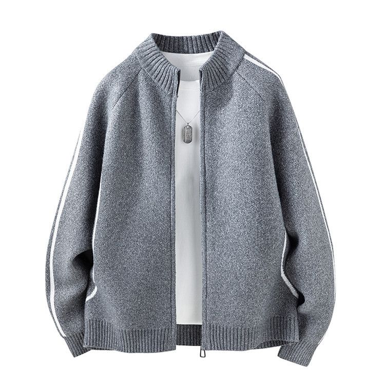 Men's Knit Cardigan With Stand Collar & Zipper - Lightweight Stretchable Pullover For Spring & Autumn | Slim Fit Casual & Business Wear_voghion.com