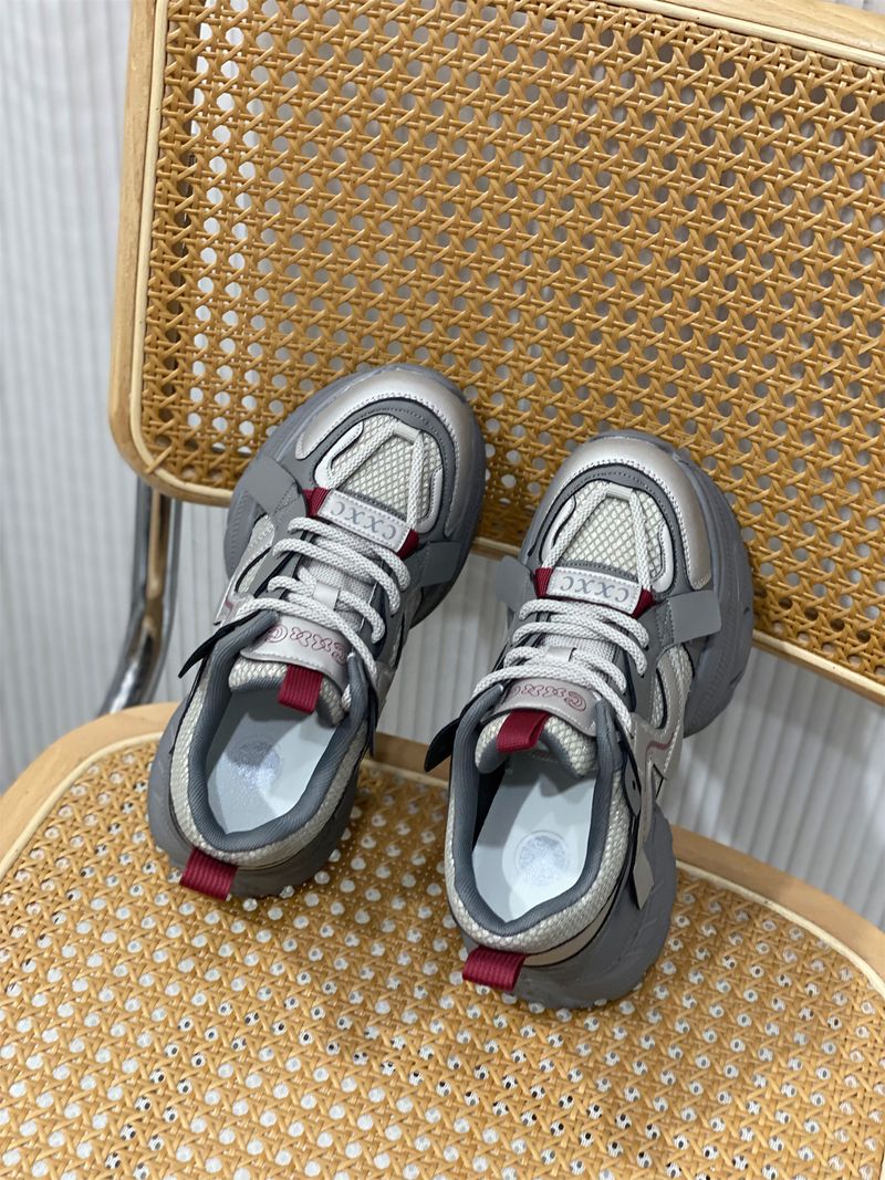 Authentic Leather Clunky Sneakers Women's 2025 New Arrival Spring & Fall Height Increased 5cm Casual Shoes Lightweight_voghion.com