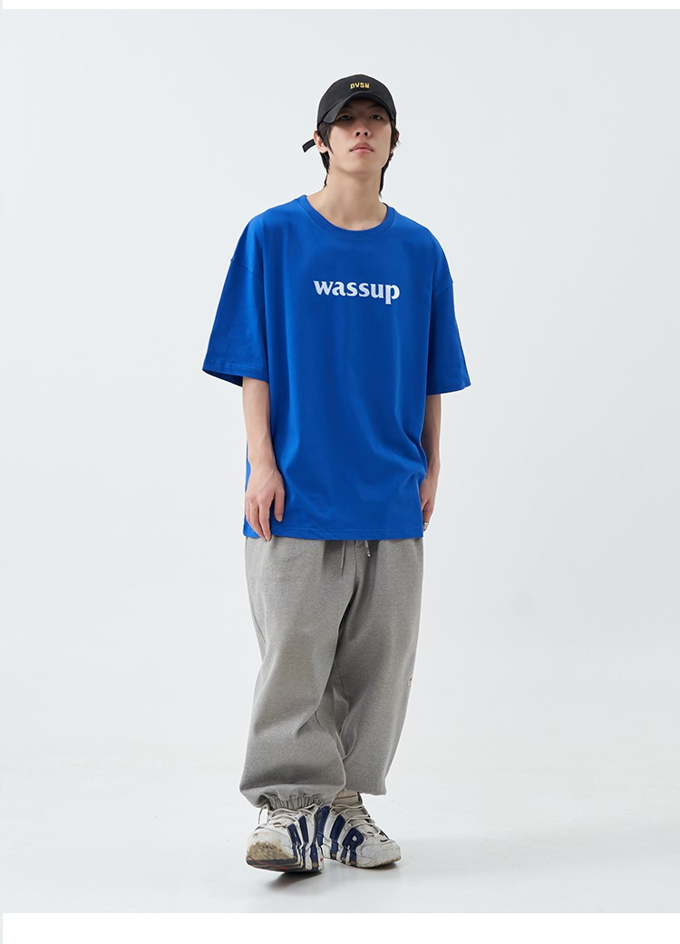 WASSUP HEODS Hip-Hop-Sommer-T-Shirt aus reiner Baumwolle, 280 g schwer, kurzärmelig für Herren_voghion.com