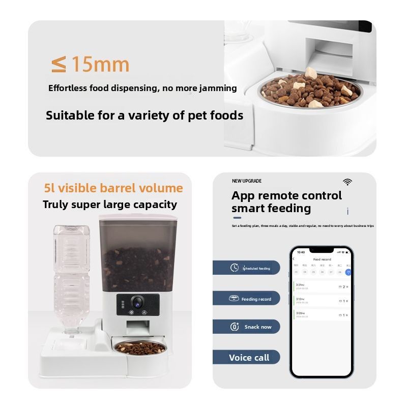 Bainason Large Capacity Smart Pet Automatic Feeder With Timer, Quantitative Food Dispenser And WiFi Remote Monitoring_voghion.com