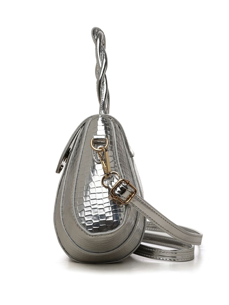 Borsa a tracolla piccola di lusso per donna - Borsa a tracolla in PU elegante e versatile con tracolla staccabile, design a conchiglia, tasche con cerniera (nero/argento/blu/oro)_voghion.com