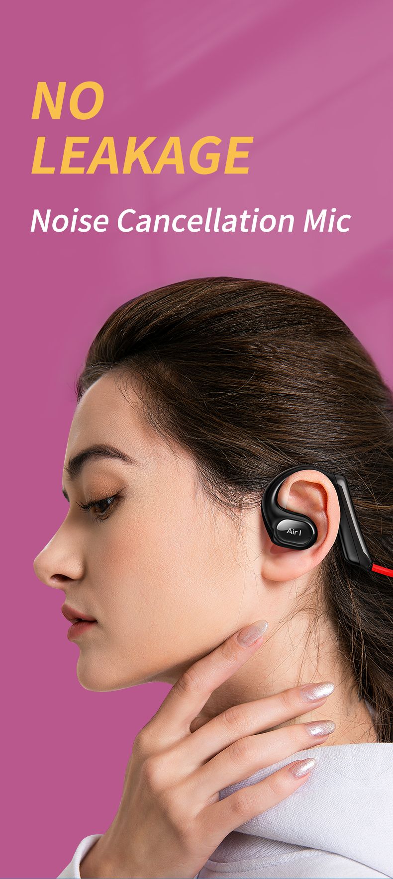 Wireless Air Conduction Headphones Blue Tooth V5.3 Open Ear Sports Earphones With Noise Cancellation Mic_voghion.com
