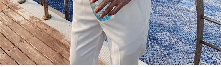 Herrkläder Sommar tunn stil slimmad high end stickad cool kavaj stilig T-shirt kontrastfärg is siden pikétröja kortärmad herr_voghion.com