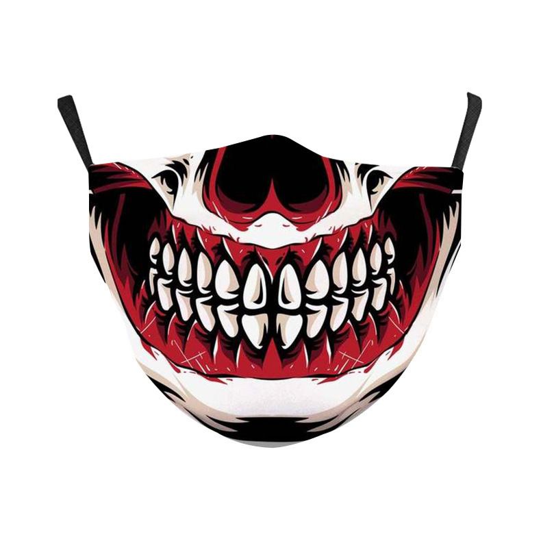 Funny Lips Fangs 3D Printed Dustproof Washable Breathable Children's And Adults' Mask With Filter Insert_voghion.com