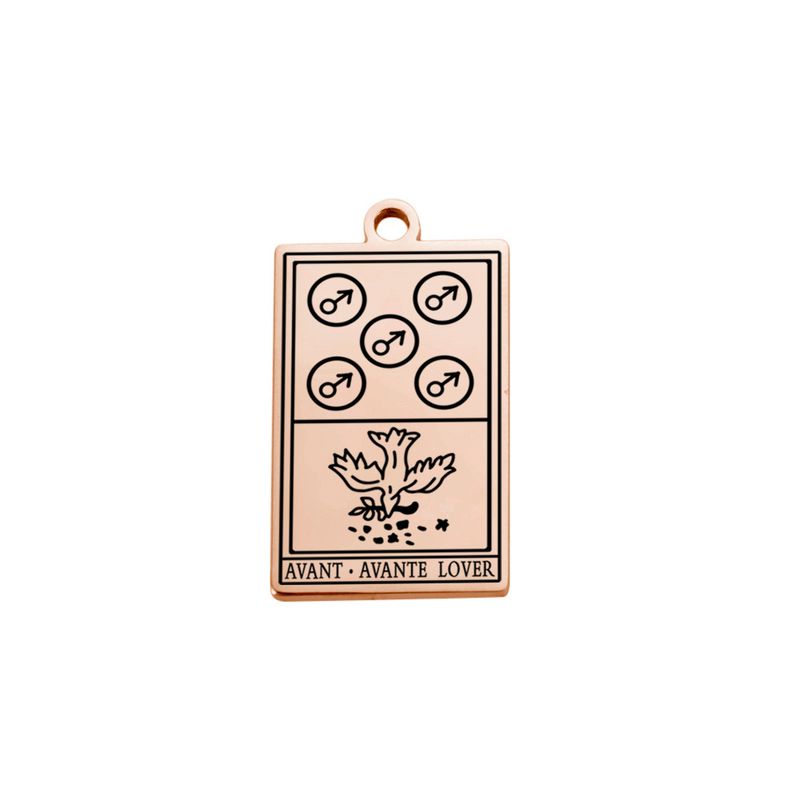 Der Talisman symbolisiert das Schenken, modischer und vielseitiger Tarotkarte 27 Stil Roségold Titan Stahl Anhänger_voghion.com