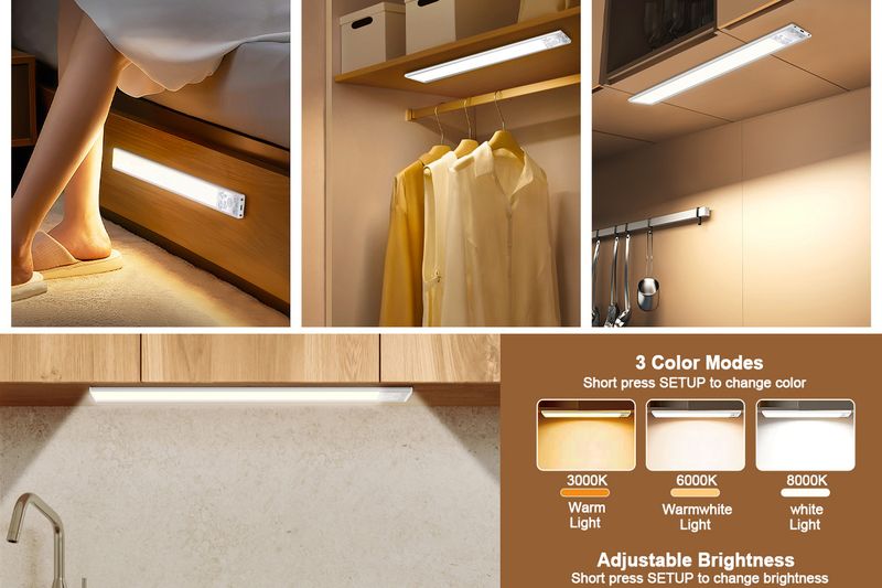 USB-Schranklicht, ultradünn, intelligenter LED-Induktionslichtstreifen, dreifarbige Temperatur, Helligkeit einstellbar, weiches Licht, dekorative Lampe_voghion.com
