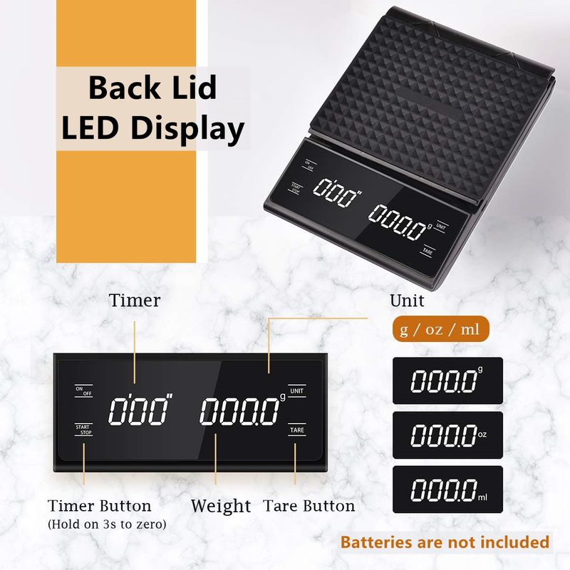 3 Kg/0,1 G Digitale Küche Gewicht Gramm Elektronische Waage Hochpräzise Kaffeewaage Tragbar Mit Timer Lebensmittel Espresso_voghion.com