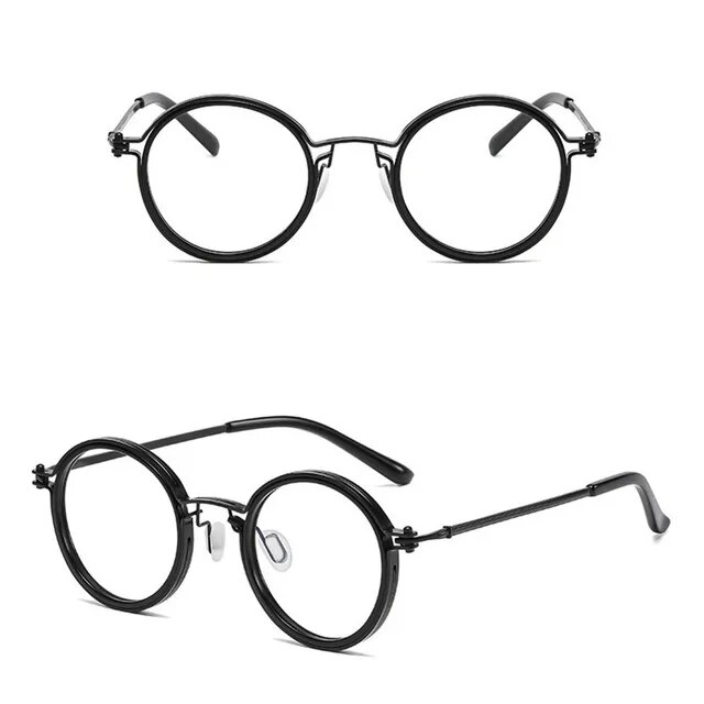 Lesebrille Herren Luxus Runder Rahmen Lupenbrille Klare Linse Anti Blaulicht Brille Männer Frauen Metall Lesebrille Neu_voghion.com