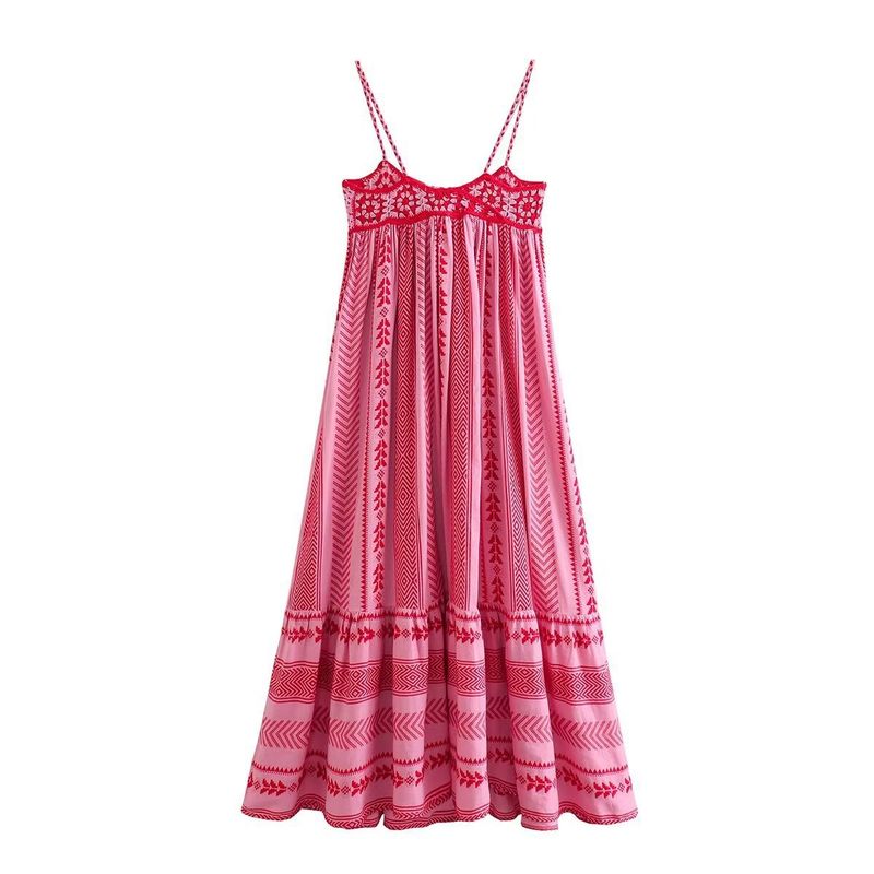 Damenbekleidung Sommer Neue Großhandel Häkeln Gestrickte Gedruckt Kleid Rock Hosenträgerrock_voghion.com