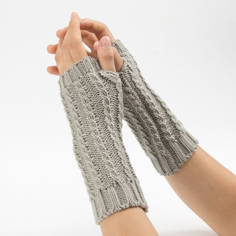 Fried Dough Twists Wrist Gloves Autumn Winter New Knitted Wool Warm Men And Women's Short Skiing Open Finger Sleeve_voghion.com