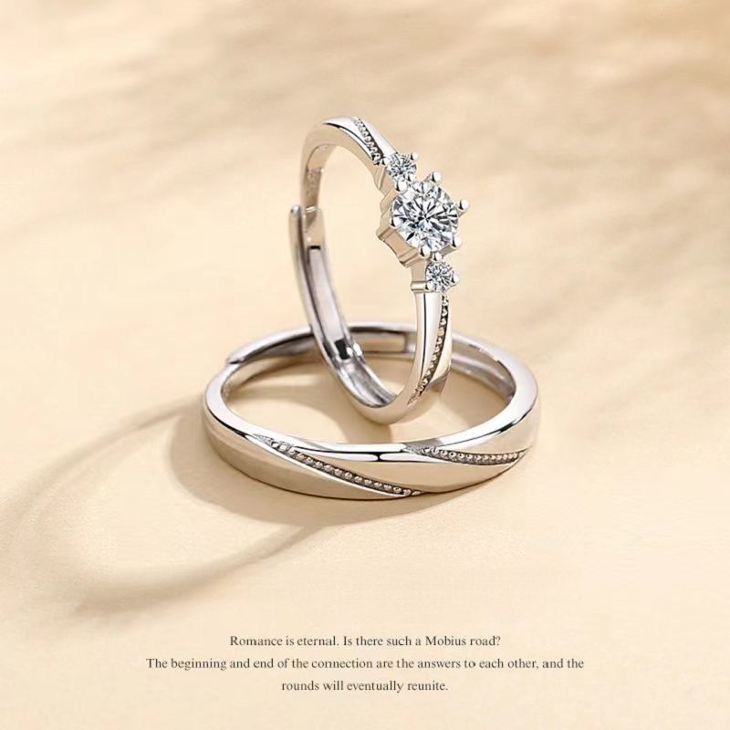 Love At First Sight Couple Wedding INS Niche Design High-end Adjustable Open Rings Trendy Jewelry_voghion.com
