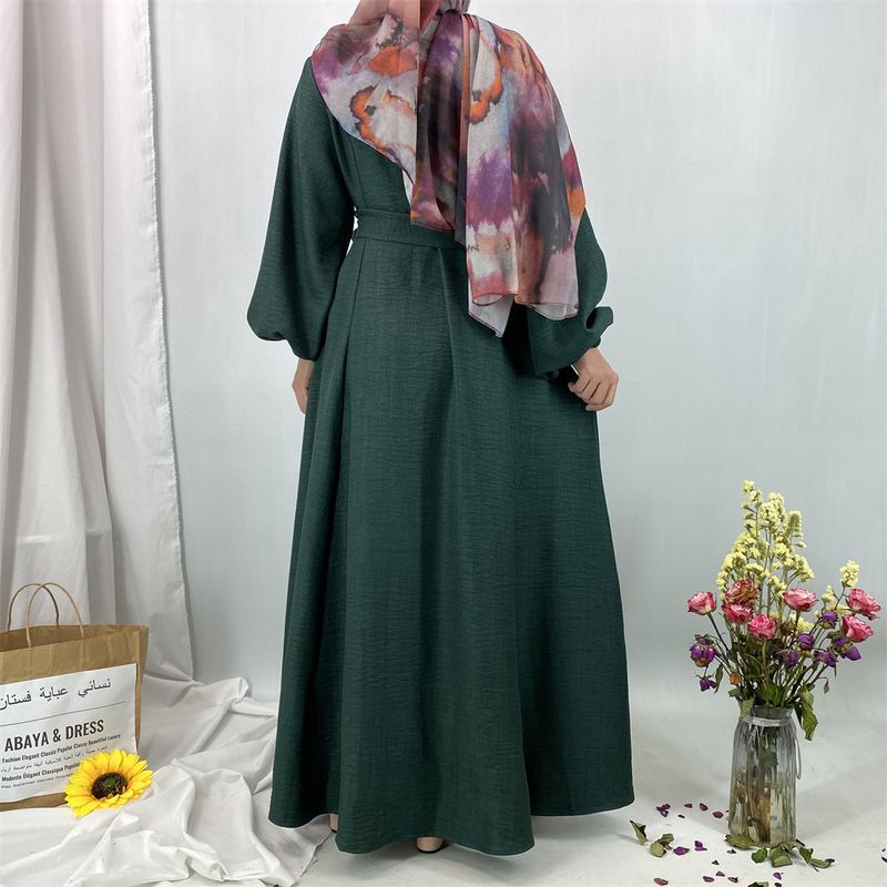 Elegantes muslimisches Abaya-Kleid – schlichtes, lockeres, langes Kleid (atmungsaktives Gewebe – perfekt für den Dubai-/Türkei-Stil)_voghion.com