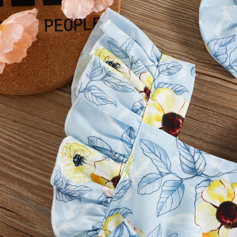 children's clothing style floral print with ruffle edge skirt hem, buttocks, jumpsuit, climbing suit, baby girl ins_voghion.com