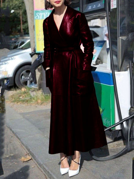 Giacca da donna in pelle con colletto super lungo_voghion.com