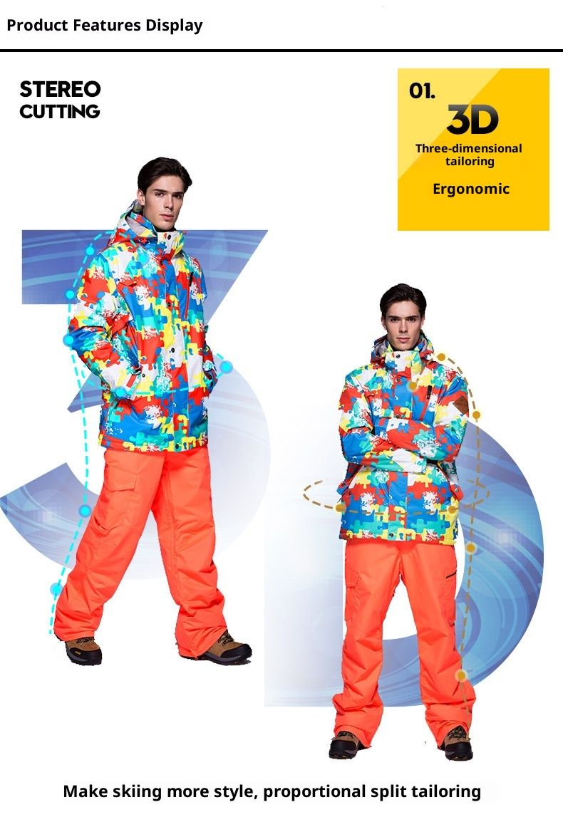 001 001 Herren Skijacke mit Blumenmuster, Snowboardjacke, Winterjacke, winddicht, wasserdicht, gefüttert, warm, für Outdoor-Aktivitäten, Reisen und grenzüberschreitende Schneetouren_voghion.com