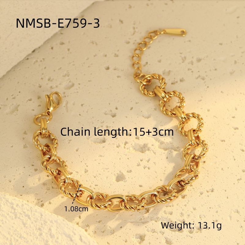 Punk Interlocking Stainless Steel Non Fading Thick Bracelet Fashionable Personality All Match Hand Jewelry_voghion.com