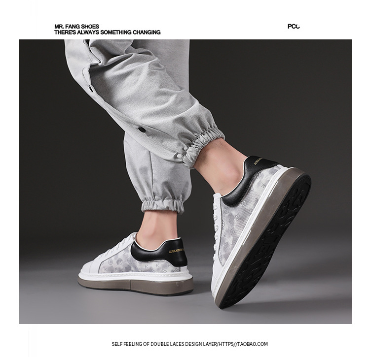 P Weiße Schuhe Herren Sommer Neue koreanische Version des dicken Bodens erhöhte lässige Eisseide atmungsaktive Mesh-Panel leuchtende Flut_voghion.com