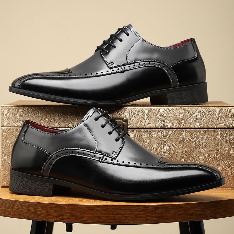 New Trendy Non-Slip Breathable Color-Block Business Work Men's Patchwork Casual Versatile Leather Shoes Men_voghion.com