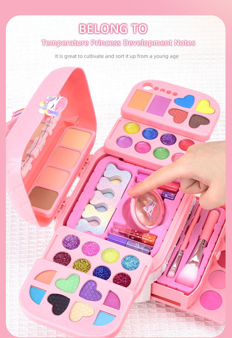 Cross Border Cosmetic Bag Box Set Beauty Toy Match Blush Nail Set Pretend Play Toy Girl Gift Delivery_voghion.com