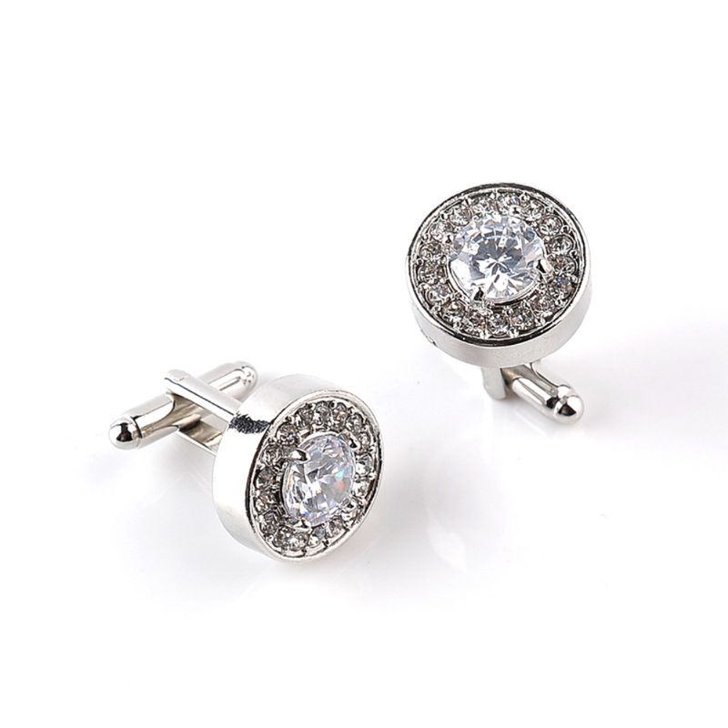 Zhuoxinder Mode Glänzende Strass Herren Manschettenknöpfe Hochzeit Party Hemd Runde Manschettenknöpfe-Lila_voghion.com