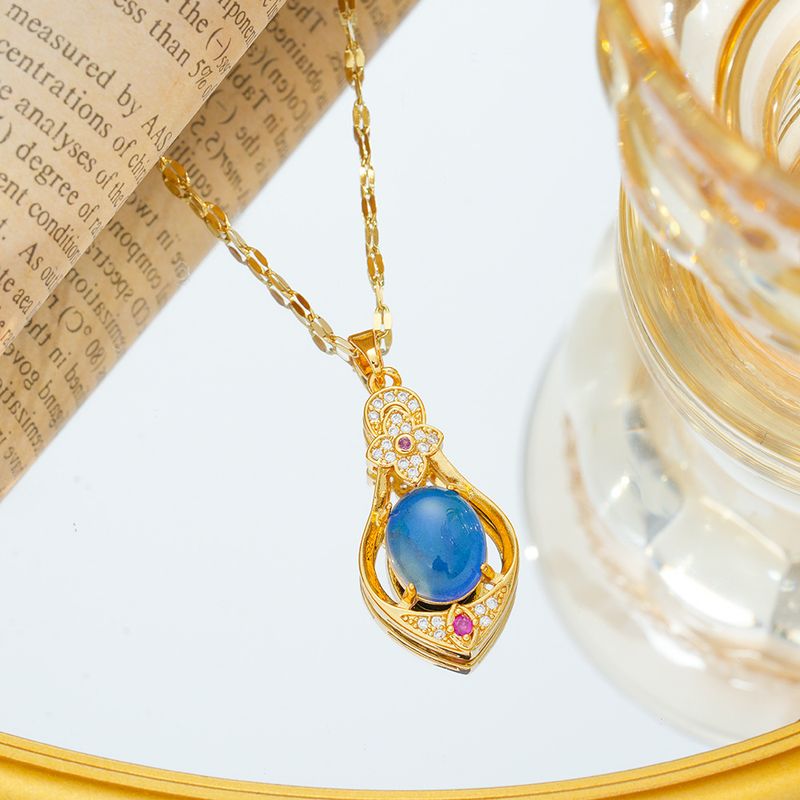 new temperature sensitive stone color colorful gem necklace female niche high sense clavicle chain_voghion.com
