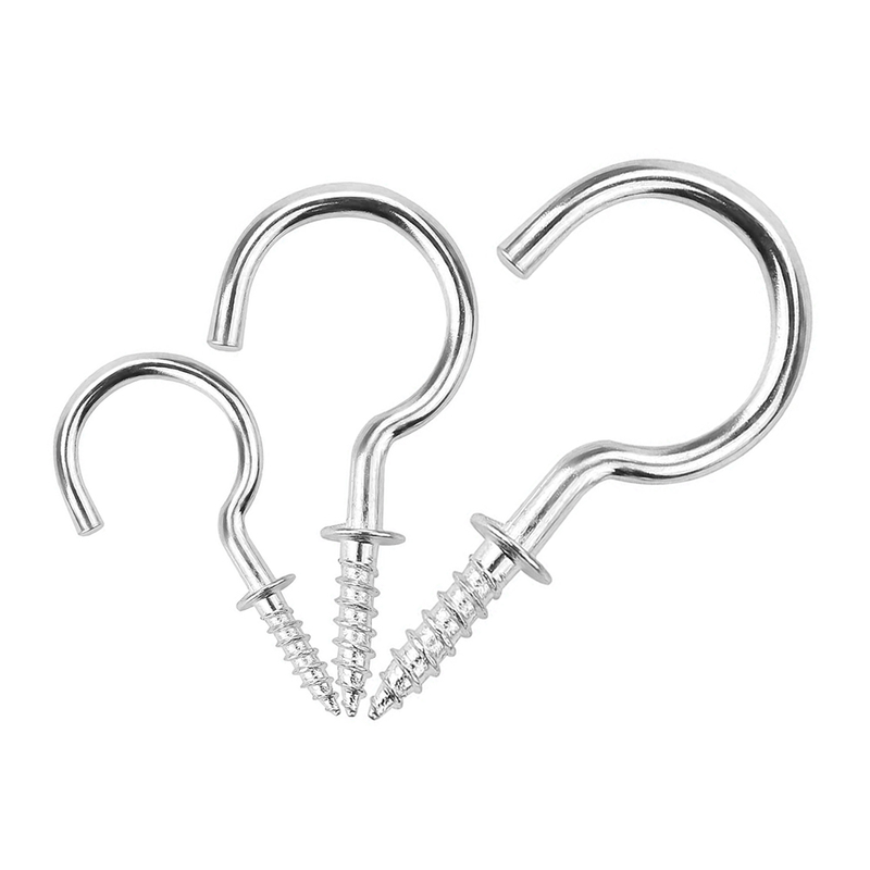 20pcs Picture Frame Lamp Light Cabinet RV Tool Plant Curtain Net Wire Eye Bolt Eyebolt Screw In Spiral Hanger C Cup Hooks_voghion.com