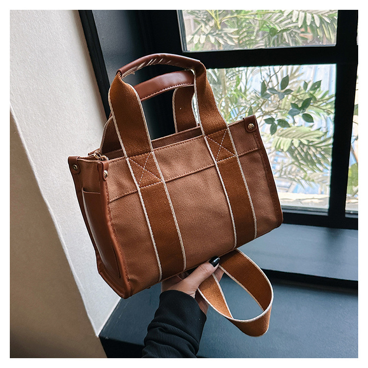 Japan and South Korea Foreign Trade Canvas Bag Women 2023 New Trendy Fashion handbag niche hit color commuting shoulder Messenger bag_voghion.com