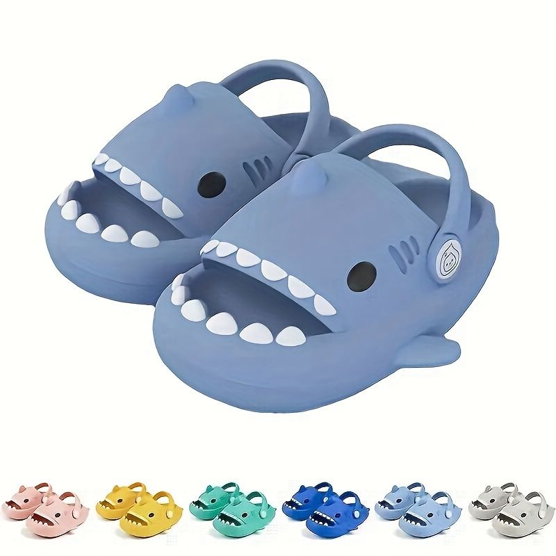 Zuecos con diseño de tiburón de EVA adorables para niños de ZXCDINO, zapatillas de suela suave antideslizantes, ligeras y transpirables, calzado para niños_voghion.com