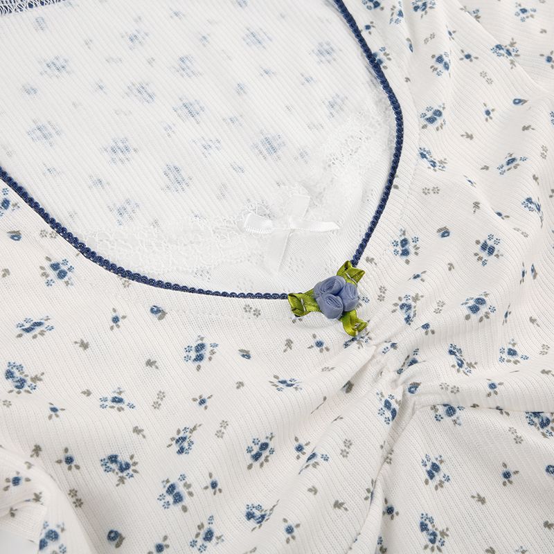 waarme Verkaf IAMSURE Séiss léif Spitzenbezuch Blummen T-Shirt Sexy Schlank Patchwork Quadratkragen Kuerzärm T-Shirts Fraen 2024 Summer_voghion.com