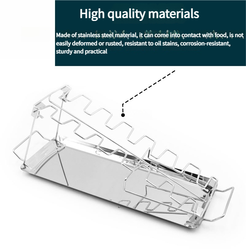 Faltbare Edelstahl Bein Rack 14 Grids BBQ Grill Outdoor Tragbare Basis Tablett Huhn Röster_voghion.com