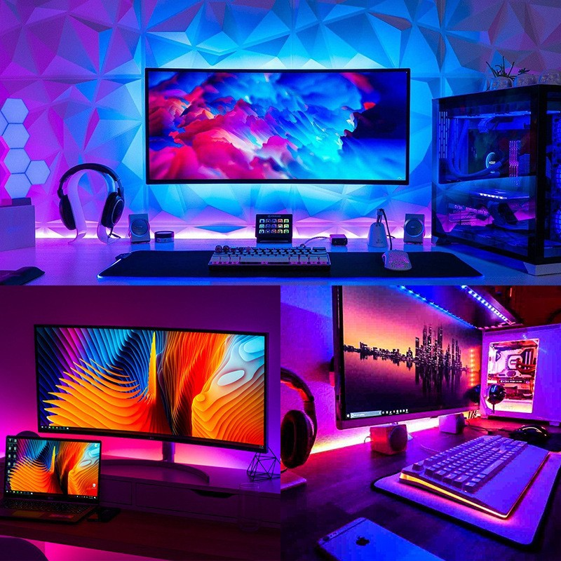 Tira de luz LED Tira de luz 5050RGB Tira de luz LED de bajo voltaje de 5 V Tira de luz LED autoadhesiva USB TV Fondo Atmósfera Tira de luz_voghion.com