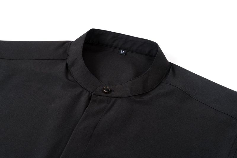 Herren-Hemd mit Stehkragen, langen Ärmeln und Stretchanteil, ideal für Frühling und Herbst, Business und Freizeit – Neues Top_voghion.com