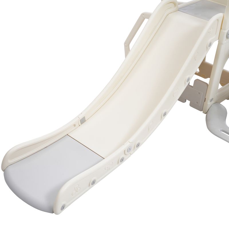 Ensemble de toboggan 5 en 1 pour enfants avec balançoire, escalade, rangement et cadre de basket-ball, toboggan intérieur et balançoire combinés pour enfants_voghion.com