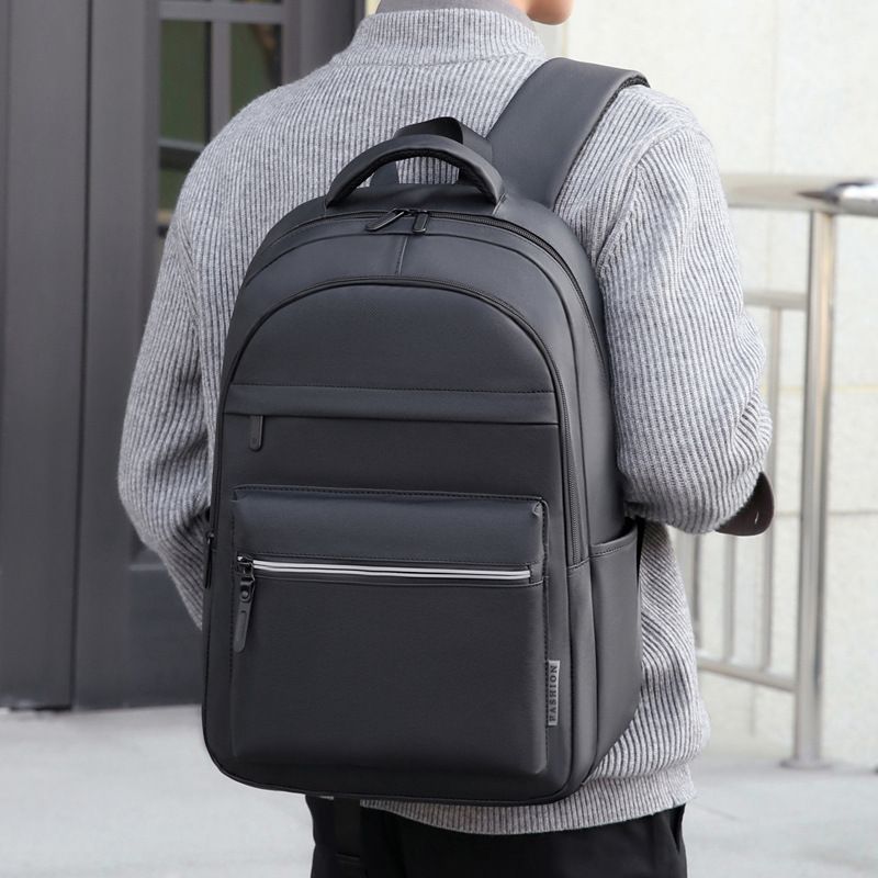 Mochila clásica negra de tela Oxford, estilo universitario, impermeable, ligera, multicapa, de gran capacidad, moderna, para mujer._voghion.com
